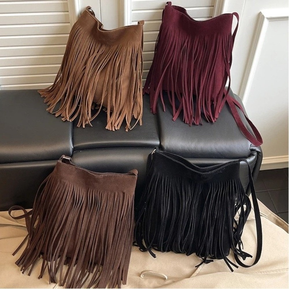 Bucket Bag Suede - Tas Selempang Pinggiran Suede Modis Tas