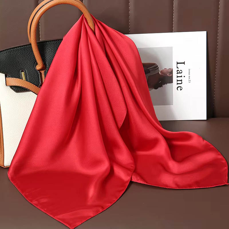 Luxury Bags China - Syal Segi Empat Sutra Warna Solid