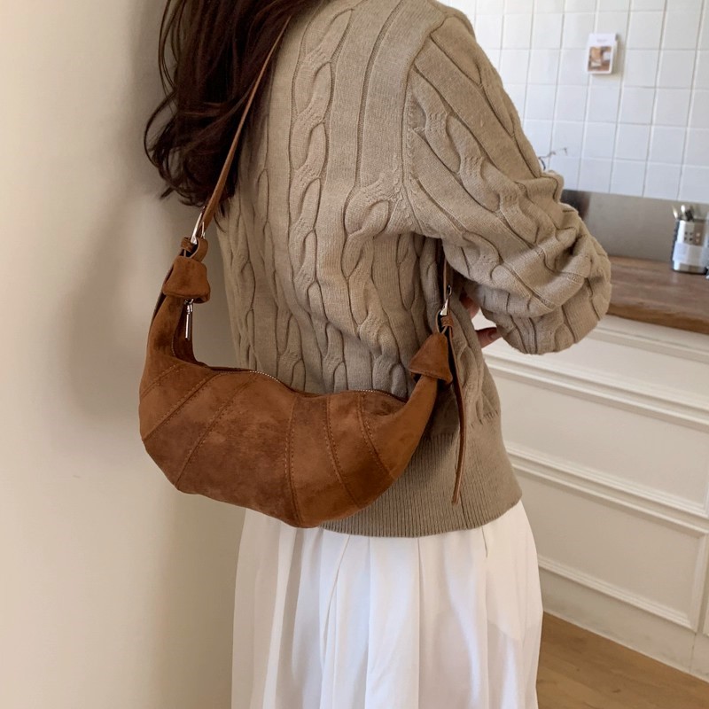 Half Moon Bag Suede - Tas Selempang Wanita JIAERDI Retro Warna