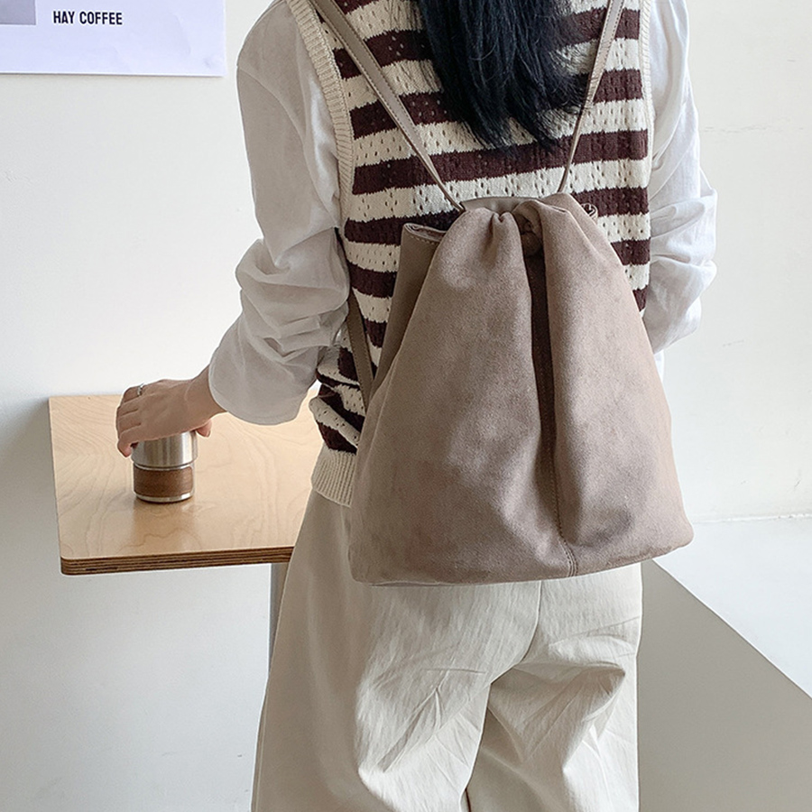 Luxury Bags Korea - Faux Suede tas jinjing ember untuk