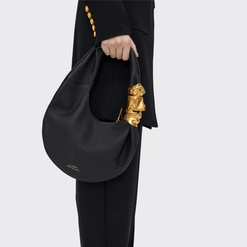 Half Moon Bag Suede - Tas Soufflé Mewah Desainer Wanita Kulit