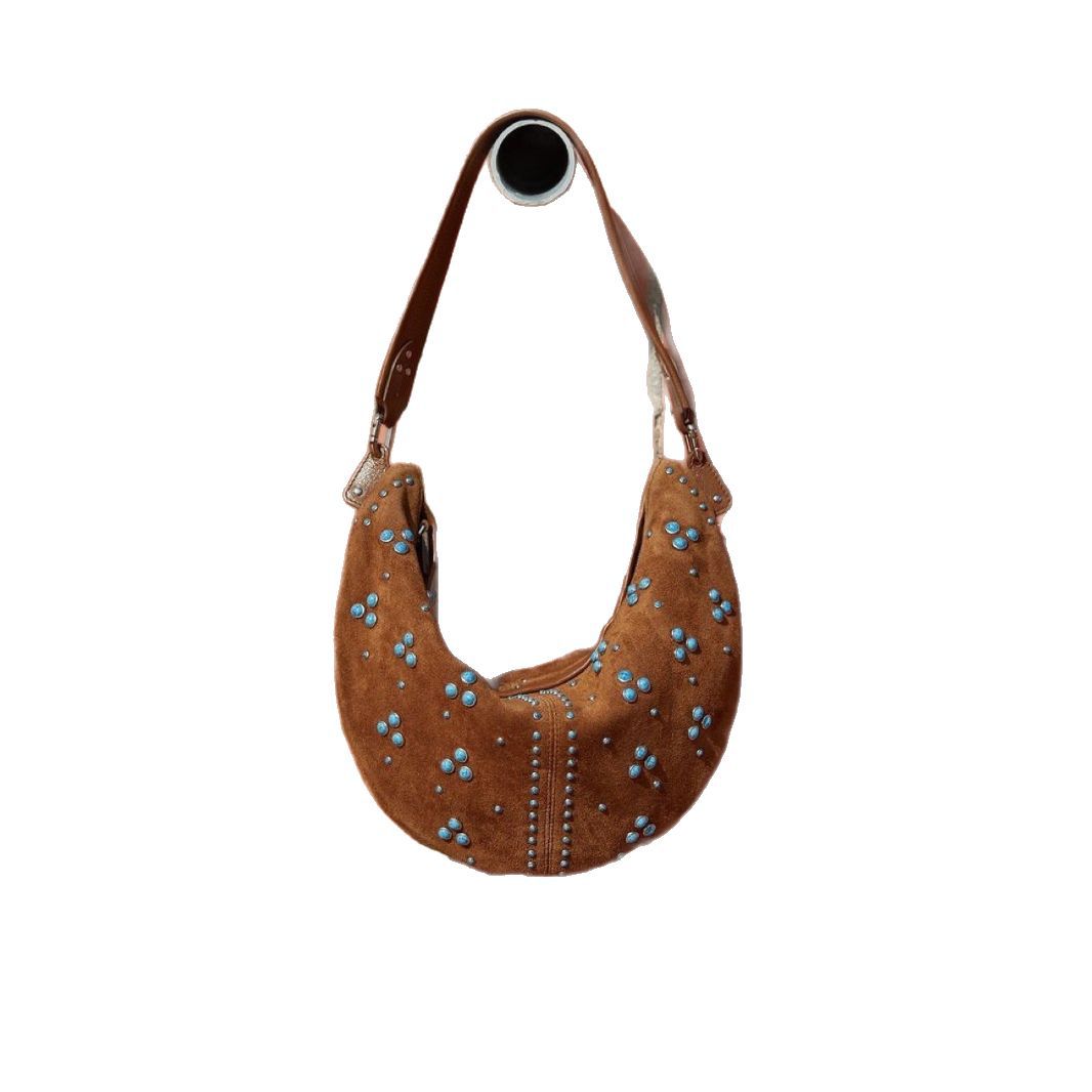 Tas Wanita Desain Niche Retro  - Half Moon Bag Suede ulasan dan harga