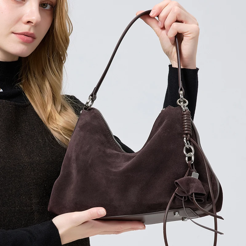 Tas Tangan Kulit Asli Retro Fr - Half Moon Bag Suede ulasan dan harga