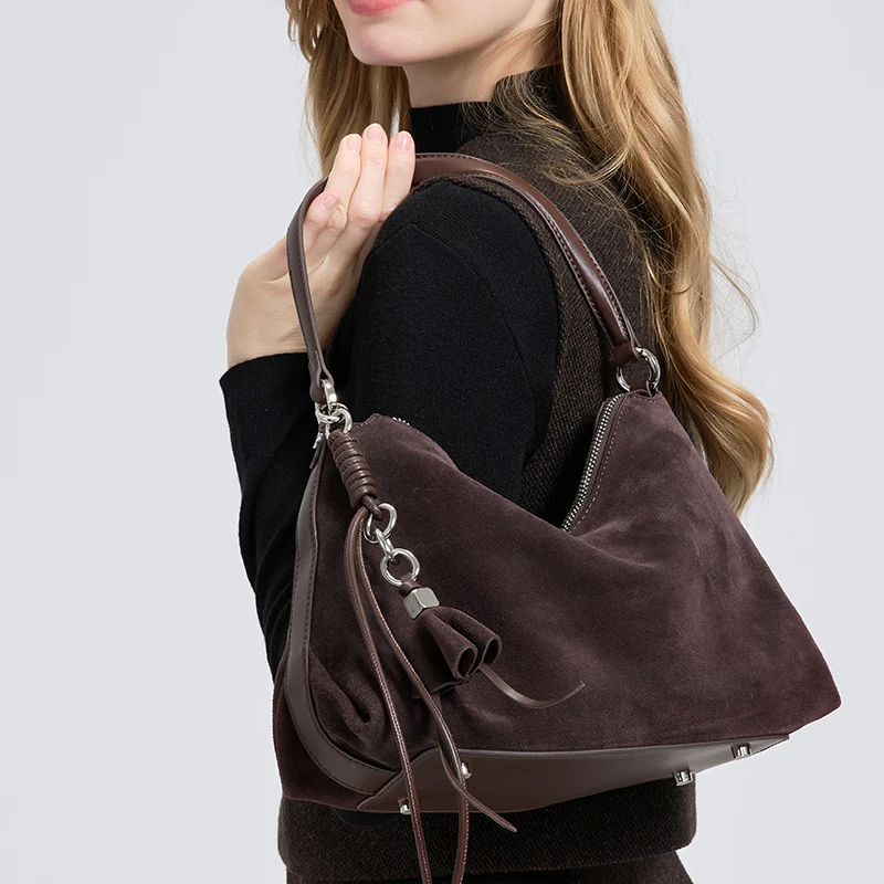 Tas Tangan Kulit Asli Retro Fr - Half Moon Bag Suede ulasan dan harga