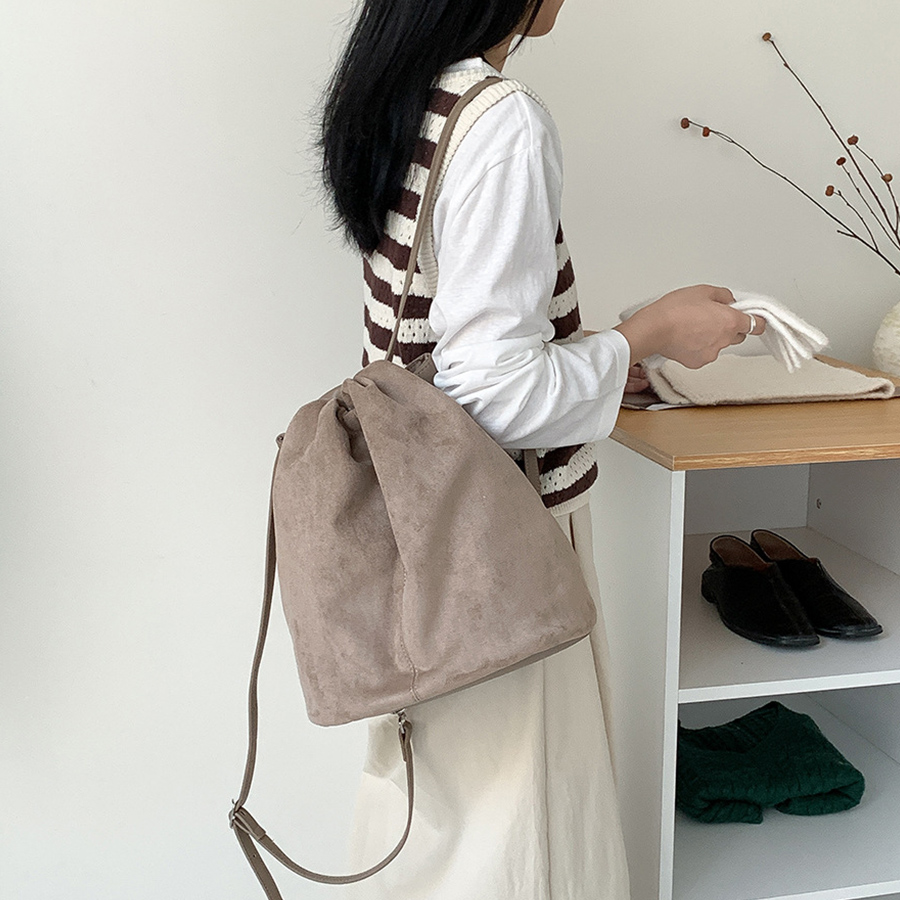 Faux Suede tas jinjing ember u - Luxury Bags Korea ulasan dan harga