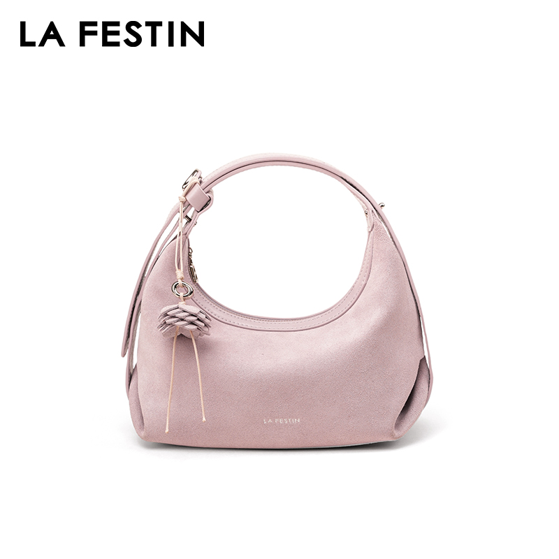 LA FESTIN Tas Tangan Asli Tas  - Half Moon Bag Suede ulasan dan harga