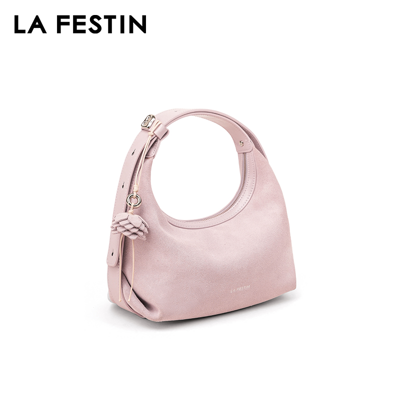 LA FESTIN Tas Tangan Asli Tas  - Half Moon Bag Suede ulasan dan harga