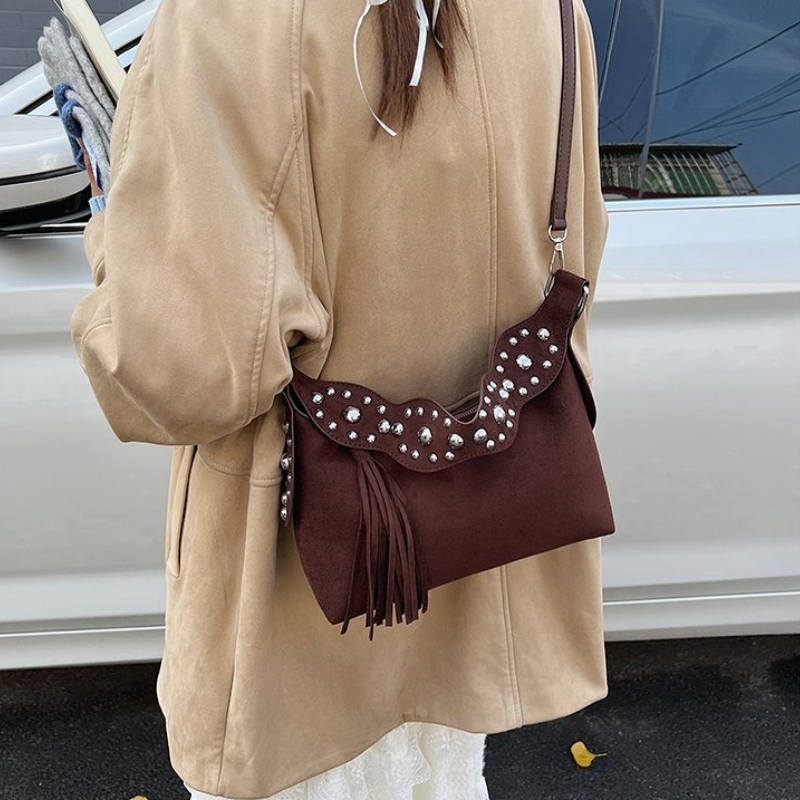 Tas Selempang Retro Fashion Ba - Half Moon Bag Suede ulasan dan harga